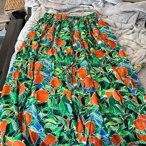 Appaman Green and Orange Leafy Maxi Skirt